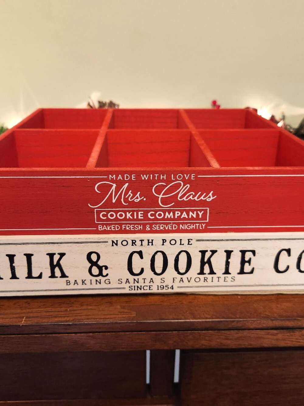 Target decorative cubby trays Mrs. Claus Cookie Company and Milk & Cookie Co.